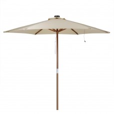 Yescom 9ft Wooden Outdoor Patio Umbrella Sunshade Gazebo Market Garden Pool w/ 40 LEDs White Light   